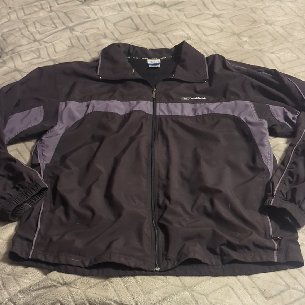 Vintage Reebok Jacket Mens XL Blue Gray Full Zip Windbreaker Track Workout 90s‎